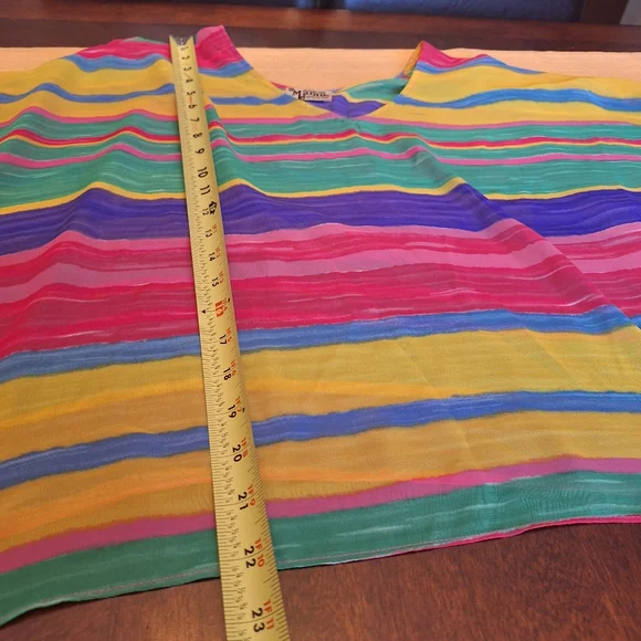 Show Me Your Mumu USA Colorful Striped Sheer Top Or Cover Up - Picture 12 of 15
